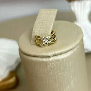 Piercing Fake Cristal Cravejadas Banhado a Ouro