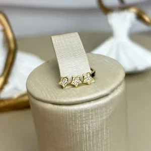Piercing Fake Estrelinha Cravejada Banhado a Ouro