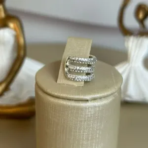 Piercing Fake Três Tiras Cravejadas Banhado a Prata