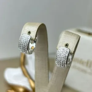 Argola Cravejado Curvado Banhada a Prata