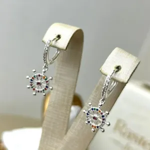 Argola Timão Cravejado Color Banhado a Prata