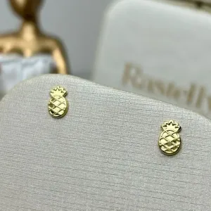 Brinco Abacaxi Infantil Banhado a Ouro