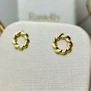 Brinco Aro Trançado Banhado a Ourro