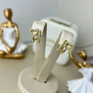 Brinco Com O Coração De Lado Em Zircônia