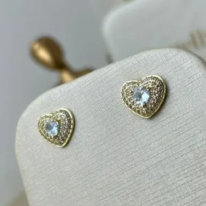 Brinco Coração Cravejado