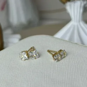 Dupla de Brincos Quadrado Banhado a Ouro