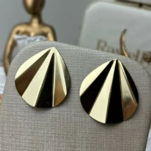 Brinco Leque Orgânico Banhado a Ouro