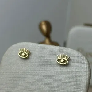 Brinco Olho Grego Vazado Banhado a Ouro