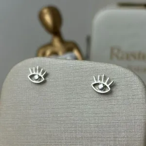 Brinco Olho Grego Vazado Banhado a Prata