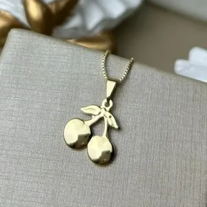 Pingente Cereja Banhado a Ouro