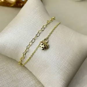 Pulseira Elo Corações c/ Coração Texturizado