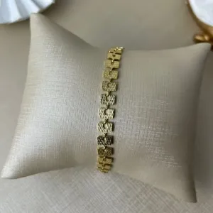 Pulseira Geométrica Retangular Banhado a Ouro