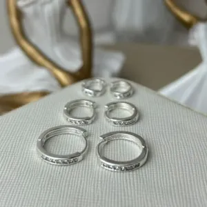 Trio Argola Cravejada Banhado a Prata