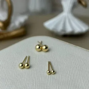 Trio de Brincos Bolinha Banhado a Ouro