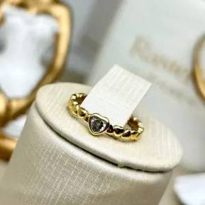 Anel Coração Zirconia com Aro de Corações