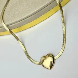 Choker Fita com Coração Banhado a Ouro