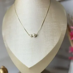Colar Pérola Dupla Banhado a ouro