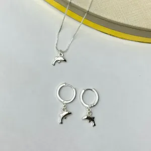 Conjunto Golfinho Liso Banhado a Prata