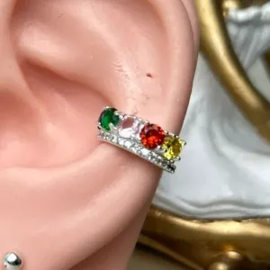 Piercing Fake  Colo Cravejado Banhado a Prata