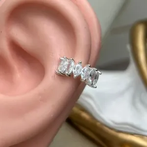 Piercing Fake Cravejadas  Banhado a Prata