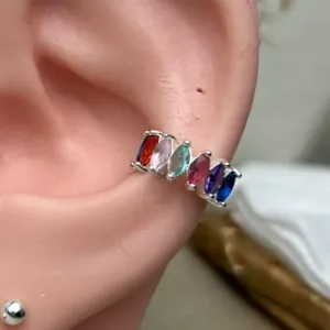 Piercing Fake Cravejadas Color Banhado a Prata