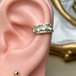 Piercing Fake Cristal Cravejado Banhado a Prata