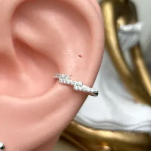 Piercing Fake Raio Cravejado banhado a Prata