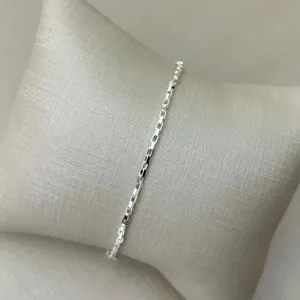Pulseira  Masculina Tijolinho  Banhada a Prata