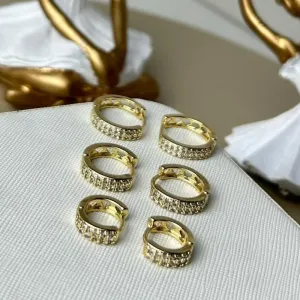 Trio Argola Cravejada Banhado a Ouro