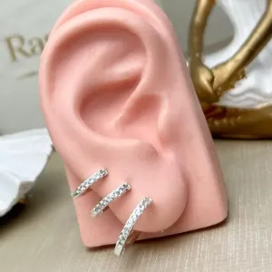 Argola Trio Coração Cravejado