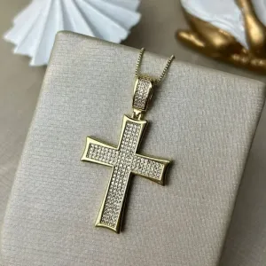 Pingente Cruz Grande Cravejado