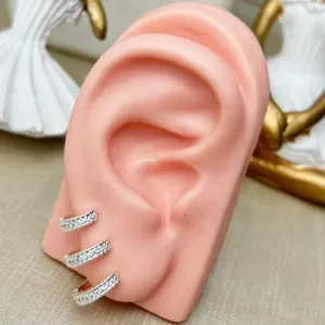 Trio Argola Cravejada Banhado a Prata