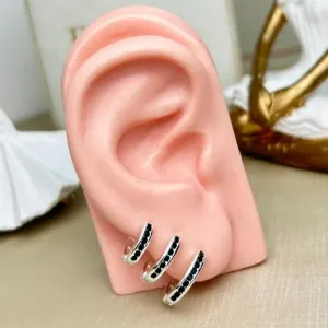 Trio Argola em Zirconia Onix