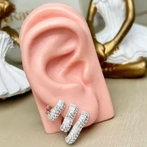 Trio Coração Cravejado Banhado a Prata