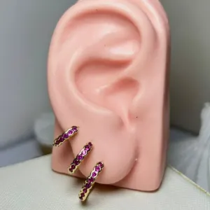 Argola Trio em Zirconia Rosa Pink