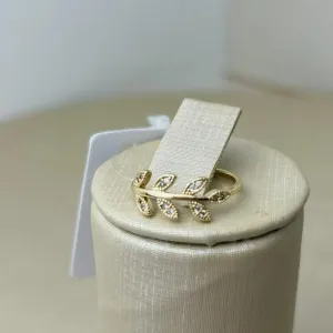 Anel Folhas  Cravejada