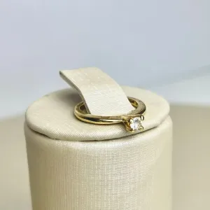 Anel Solitário Chapado Banhado a Ouro