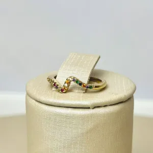 Anel Zirconia Color Banhado a Ouro