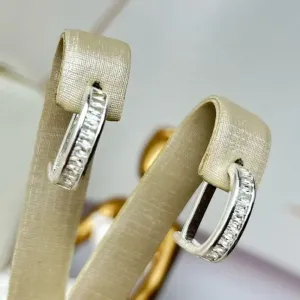 Argola D Cravejado Banhado a Prata