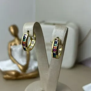 Argola Meire Pedrinhas Color Banhada a Ouro