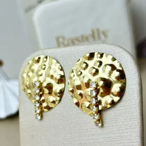 Brinco Chão Lunar Com Zircónio Banhado a Ouro