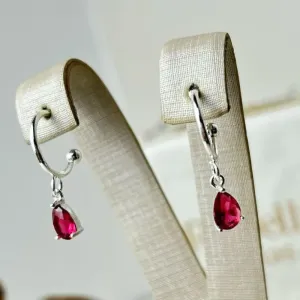 Brinco Circular De Gota Rosa