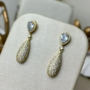 Brinco Cravejado Luxo Zirconia Cristal