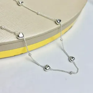 Choker Coração com Pérola Banhada a Prata