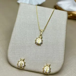 Conjunto Joaninha Banhado a Ouro