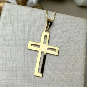 Pingente Cruz  Vazado Banhado a Ouro