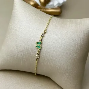 Pulseira Infantil Catarina Verde Banhada a Ouro