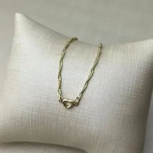 Tornozeleira Coração Banhada a Ouro