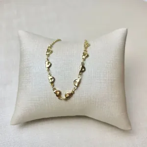 Tornozeleira Coração Vazado Liso Banhado a Ouro