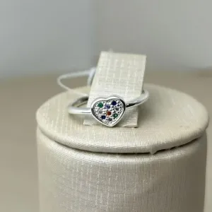 Anel Coraçao Cravejado Interno Color